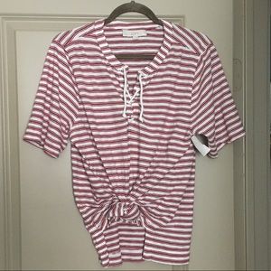 Loft Red and White Striped Shirt